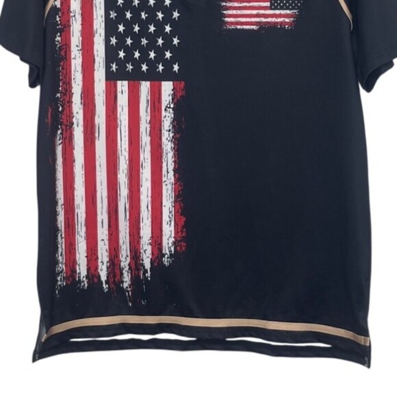 Mainfini Polo Shirt Mens Medium New WOT Blue American Flag Patriotic - Picture 4 of 7